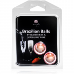 Secret play Brazilian 2 Balls Set kūno aliejus Strawberry and Sparkling Wine 8 g