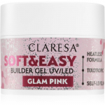 Claresa Soft&Easy Builder Gel gelis, nagų lako pagrindas nagams atspalvis Glam Pink 12 g