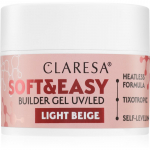 Claresa Soft&Easy Builder Gel gelis, nagų lako pagrindas nagams atspalvis Light Beige 45 g