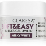 Claresa Soft&Easy Builder Gel gelis, nagų lako pagrindas nagams atspalvis Milky White 12 g