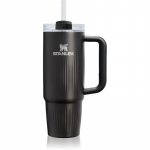 Stanley Quencher H2.O FlowState&trade; Fluted Tumbler nerūdijančiojo plieno puodelis su &scaron;iaudeliu vidutinis Black PVD 890 ml