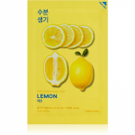 Holika Holika Pure Essence Lemon &scaron;velninamoji ir gaivinamoji tekstilinė veido kaukė su vitaminu C 20 ml