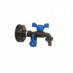 IBC Rutulinis plastikinis ventilis 1/2", 2 x 3/4&ldquo; su pajungimu žarnai 5/8&ldquo; (16mm)