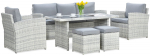 Lauko baldų komplektas BORNEO + PUFAI White Grey