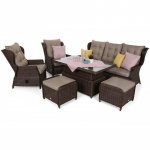 Lauko baldai MEMFIS su reguliuojamu stalu BROWN MAT/BROWN MELANGE