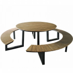 Apvalus lauko stalas su dviem suolais TAKO ANTHRACITE