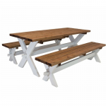 Stalo ir dviejų suolų komplektas CELINE 177cm ruda/balta