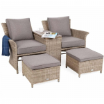 Lauko sofa MILOS BEIGE su staliuku ir i&scaron;traukiamais pakojais