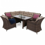 Lauko baldų komplektas KALIFORNIA DINING BROWN MAT/BROWN MELANGE (kairinis)