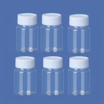 Permatomas plastikinis buteliukas su dangteliu 50ml, 1 vnt