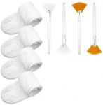 Baltų galvos juostų rinkinys (4 vnt.), + 4 kosmetiniai teptukai