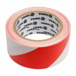 Juosta įspėjamoji raudona-balta 48mm-33m stipraus lipnumo.