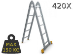 Kopėčios aliuminės, &scaron;arnyrinės 2 dalių FORTE | 2x5 pakopų 144-276 cm
