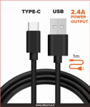 USB įkrovimo laidas su Type-C 2,4A 1m