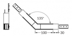Led juostos profilio VARIO30-02 kampinis sujungimas 135 laipsnių, baltas