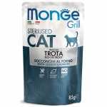 Monge Grill Sterilised konservuotas pa&scaron;aras sterilizuotoms katėms su upėtakiu 85g
