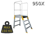 Kopėčios aliuminės, su darbine aik&scaron;tele: 56x77cm FORTE | 3 pakopų 62-165cm su porankiais**
