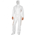 Kombinezonas vienkartinis Delta Plus su gobtuvu, balta-oranžinė M