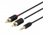Audio kabelis DELTACO 3.5mm male - 2xRCA male 1m, juodas / MM-139-K / 00180003