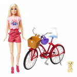Lėlė su dviračiu Barbie HWJ00 Rožinis