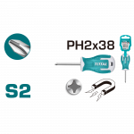 Kryžminis atsuktuvas TOTAL, Cr-V, PH2, 6x38mm, THT22386 / THT26PH2038