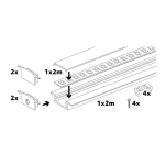 LED įleidžiamas profilis KOBI P02 Anoduoto sidabro 2m