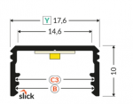 Led juostos profilis Uni14 Bc3/Y Anoduoto aliuminio 2m