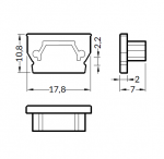 Užbaigimo elementai LED profiliui UNI12 Gen2, juodi