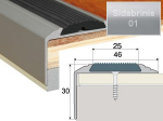 Profilis Effector A38 laiptams, su juoda guma | sidabrinis 120 cm 50x30 mm