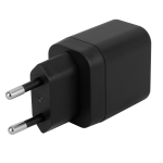 USB sieninis įkroviklis DELTACO, 1x USB-A 18 W, 1x USB-C PD 20 W, juodas/ USBC-AC153 / 1903152