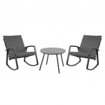 Sodo baldų komplektas LOKI stalas, 2 supamosios kėdės