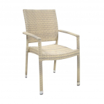 Kėdė &bdquo;WICKER-3&ldquo; su porankiais, smėlio spalvos