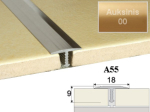 Sujungimo profilis grindų dangai A55-00-300 aukso spalvos 18x9mm