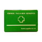 Pirmosios pagalbos rinkinys, vaistinėlė, žalioje dėžutėje, nauja komplektacija