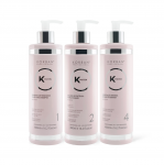 KORBAN K-Protein rinkinys plaukų drėkinimui 3 x 480 ml - Clarifying Shampoo (Nr. 1), Cuticle Sealer (Nr. 2), Intense Hydrator (Nr. 4)