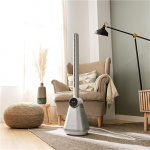 CECOTEC EnergySilence 9890 Skyline Bladeless | Tower Fan | Pedestal Fan | 50 W | Diameter 23 cm | 3 Speeds | Oscillation | Timer | Remote control | Grey/White