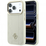 Etui Guess Stripe Peony 4G Logo MagSafe do iPhone 18 Pro / 17 Pro beowy