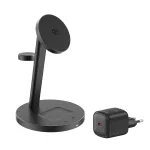 MOBILE ORIGIN Qi2 25W PowerStand Pro 3-in-1 with 40-60W AVS GaN Charger PW40 Black