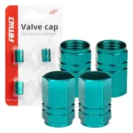 Amio Aluminium valve cap green 4 pcs -03632