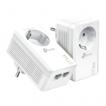 TP-LINK AV1000 2-Port Gigabit Passthrough Powerline Starter Kit | TL-PA7027P KIT | 10/100/1000 Mbps | 2 Ethernet LAN (RJ-45) ports | No Wi-Fi | Pass-through outlet