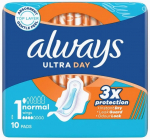 always Ultra Day 3x Protection Normal Sanitary Pads, 10 count