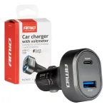 Amio 04178 car charger | 30W | PD, QC | USB-C, USB-A | LED display