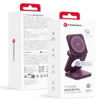 FORCELL AluFold Pro 3in1 Qi 2.2 25W Ultra-Fast Wireless Desk Charger for iPhone and Samsung compatible with MagSafe, Apple Watch, Samsung Watch burgundy