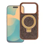 Case for iPhone 13 Quartz Circle Stand Mag Cover brown