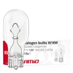Amio Halogen bulbs W16W T15 16W W2.1x9.5d 12V 10pcs