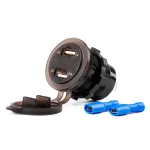 Amio Waterproof phone charger with digital voltmeter 2xUSB 12/24V MOD-06