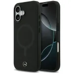 Mercedes-Benz Mercedes Plain Smooth Leather phone case with MagSafe support for iPhone 17 black