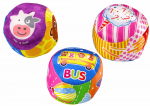 LEAN Toys Soft rattle ball, colorful, with animal and fruit designs, 10cm, assorted colors