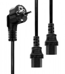 MicroConnect Power Y-Cord 3m IEC320, Black  Angled Schuko to 2 x C13