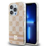 DKNY DKHMP15LHCPTSP iPhone 15 Pro 6.1" rowy/pink hardcase IML Checkered Mono Pattern  AND  Printed Stripes MagSafe